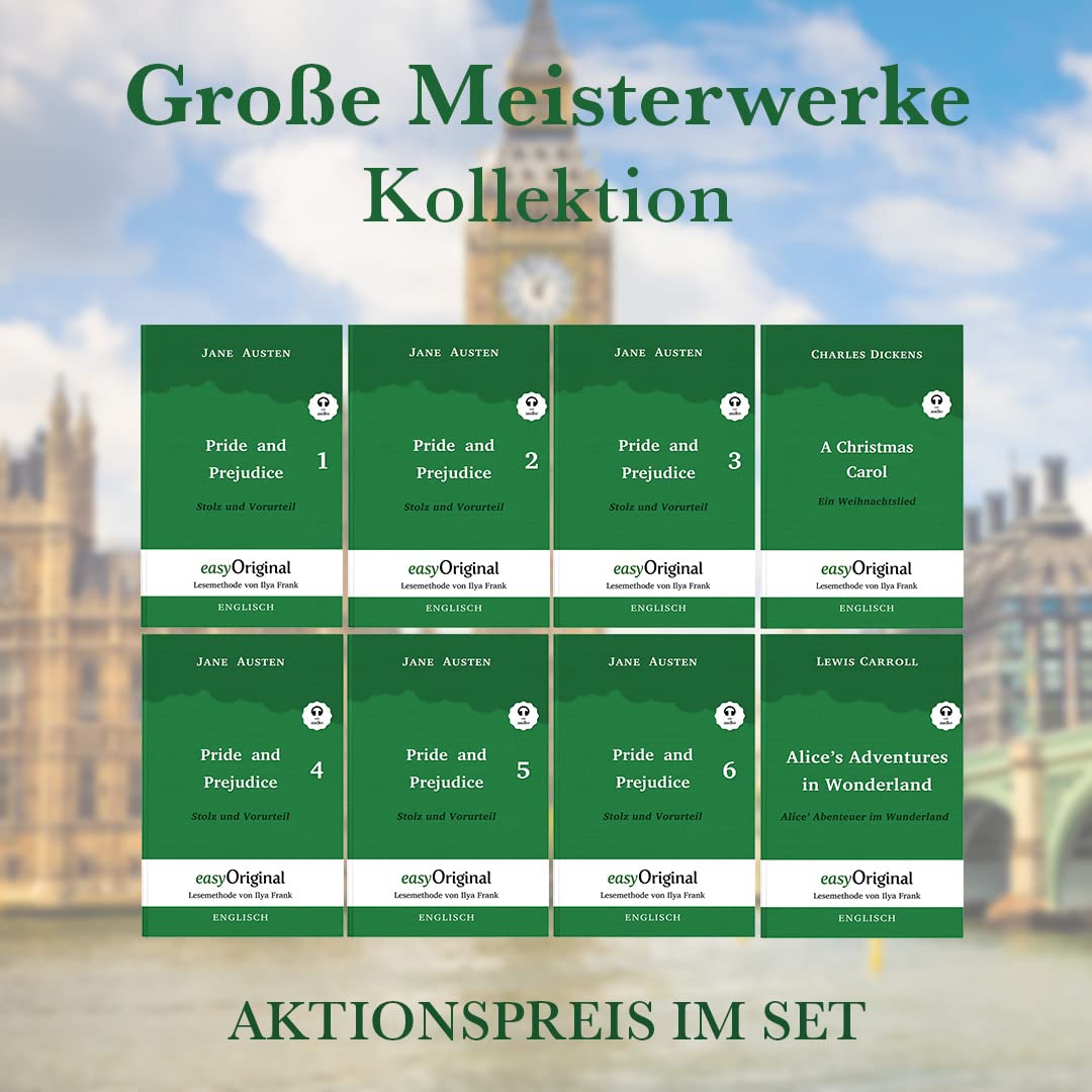 Große Meisterwerke Kollektion Softcover (Bücher + 8 MP3 Audio-CDs) - Lesemethode von Ilya Frank - Zweisprachige Ausgabe Englisch-Deutsch Essays & Short Stories