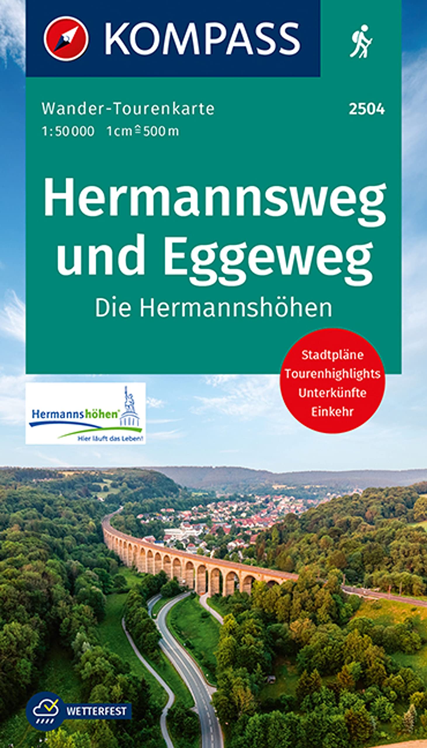 KOMPASS Wander-Tourenkarte Hermannsweg und Eggeweg, Die Hermannshöhen 1:50.000: Leporello Karte, reiß- und wetterfest Leisure, Home & Garden