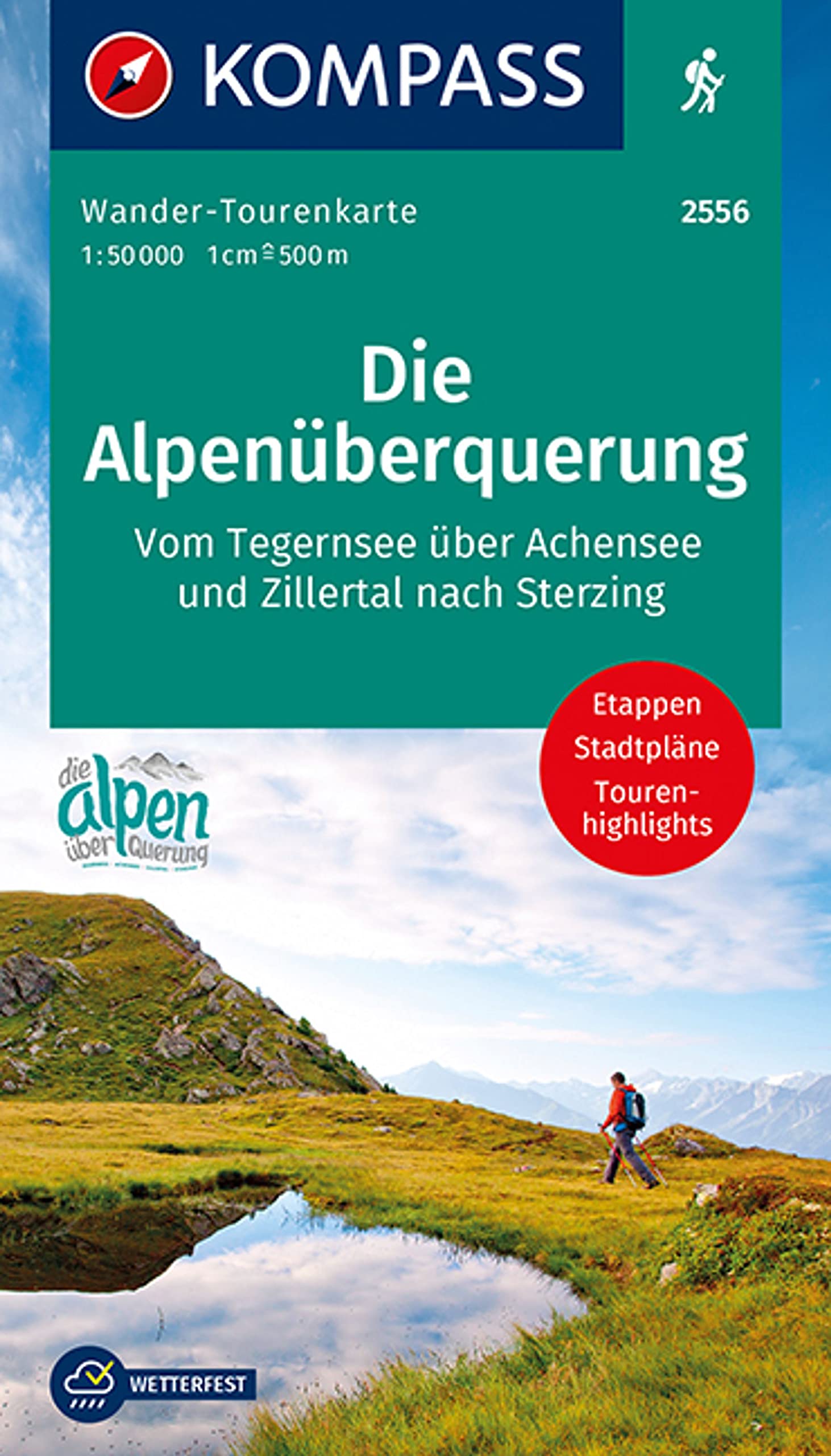 KOMPASS Wander-Tourenkarte Die Alpenüberquerung 1:50.000: Leporello Karte, reiß- und wetterfest Leisure, Home & Garden