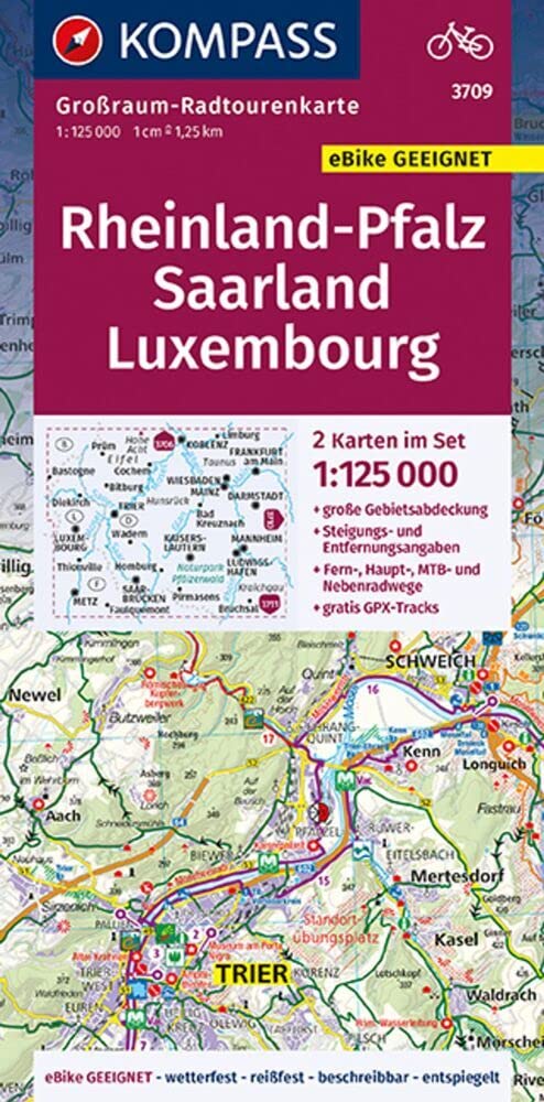 KOMPASS Großraum-Radtourenkarte 3709 Rheinland-Pfalz - Saarland - Luxembourg 1:125.000 Leisure, Home & Garden