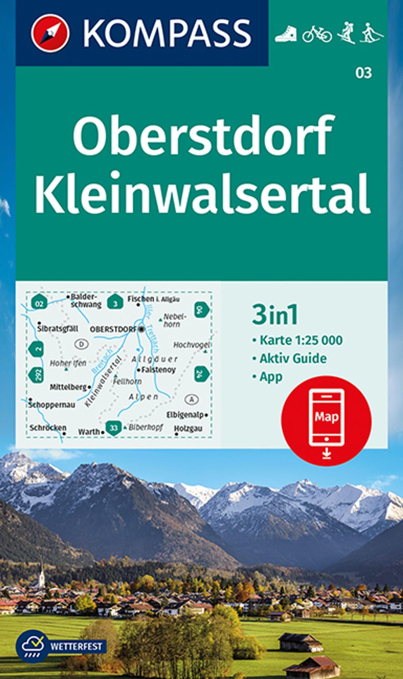 KOMPASS Wanderkarte 03 Oberstdorf, Kleinwalsertal 1:25.000 book