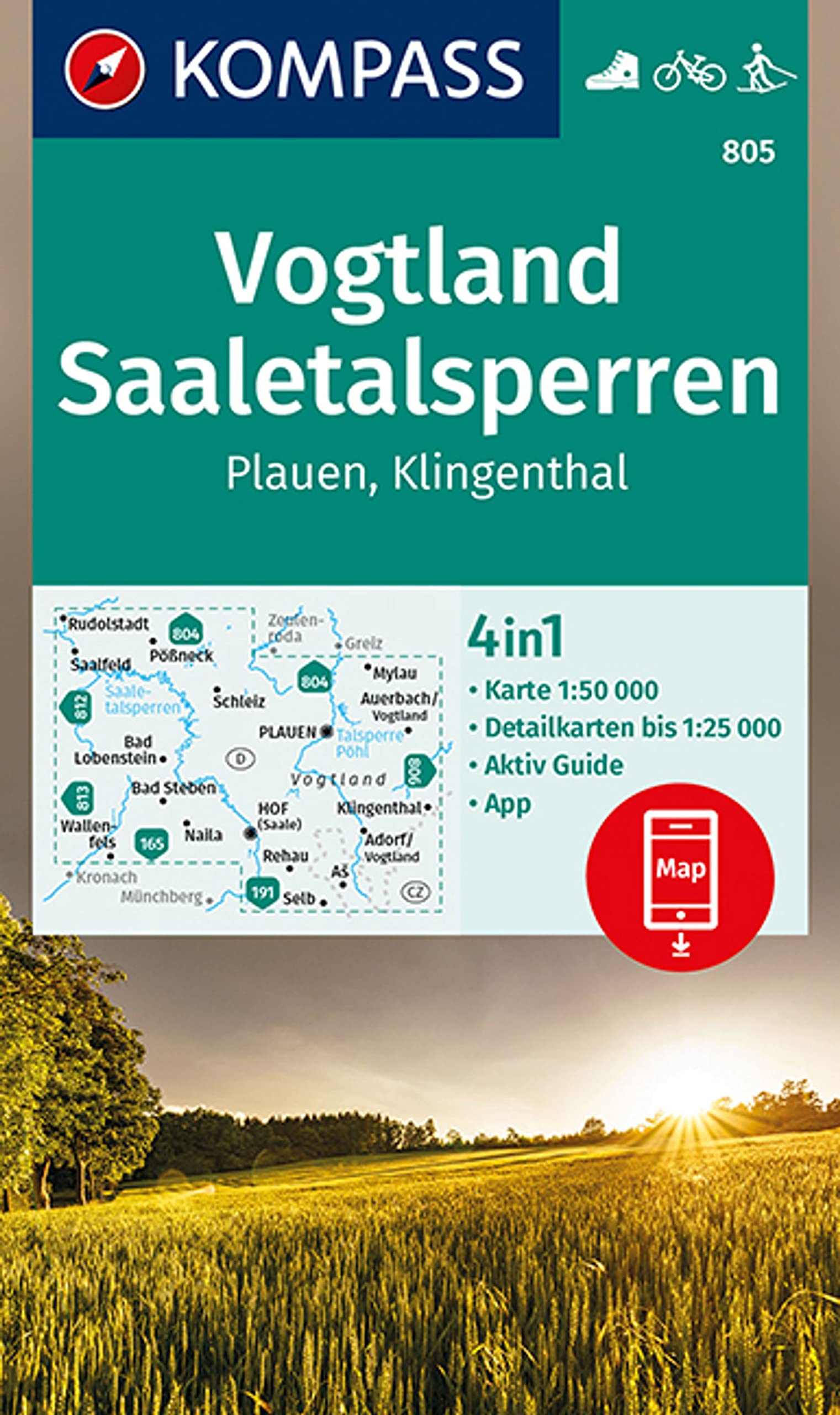 KOMPASS Wanderkarte 805 Vogtland, Saaletalsperren, Plauen, Klingenthal 1:50.000 Leisure, Home & Garden