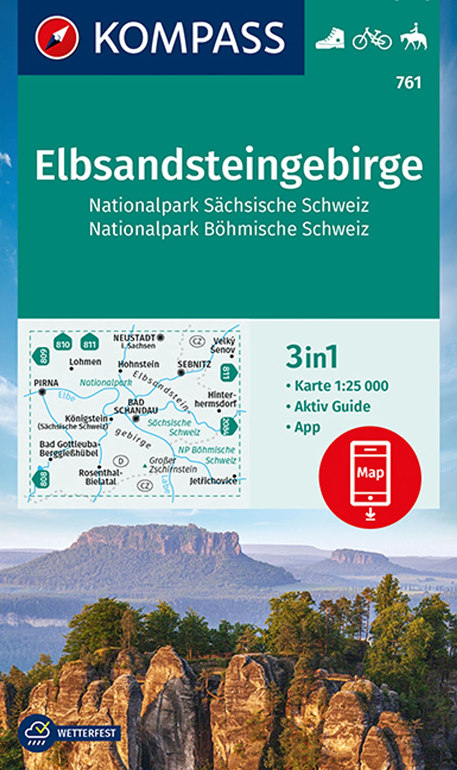 KOMPASS Wanderkarte 761 Elbsandsteingebirge, Nationalpark Sächsische Schweiz, Nationalpark Böhmische Schweiz 1:25.000: Nationalpark Sächsische Schweiz - Nationalpark Böhmische Schweiz Leisure, Home & Garden
