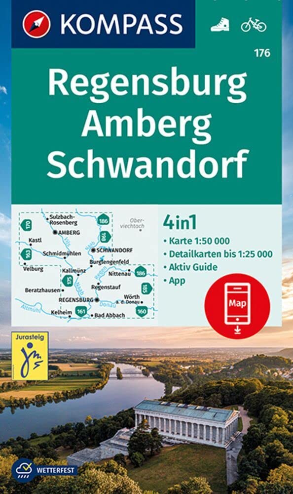 KOMPASS Wanderkarte 176 Regensburg, Amberg, Schwandorf 1:50.000 Leisure, Home & Garden