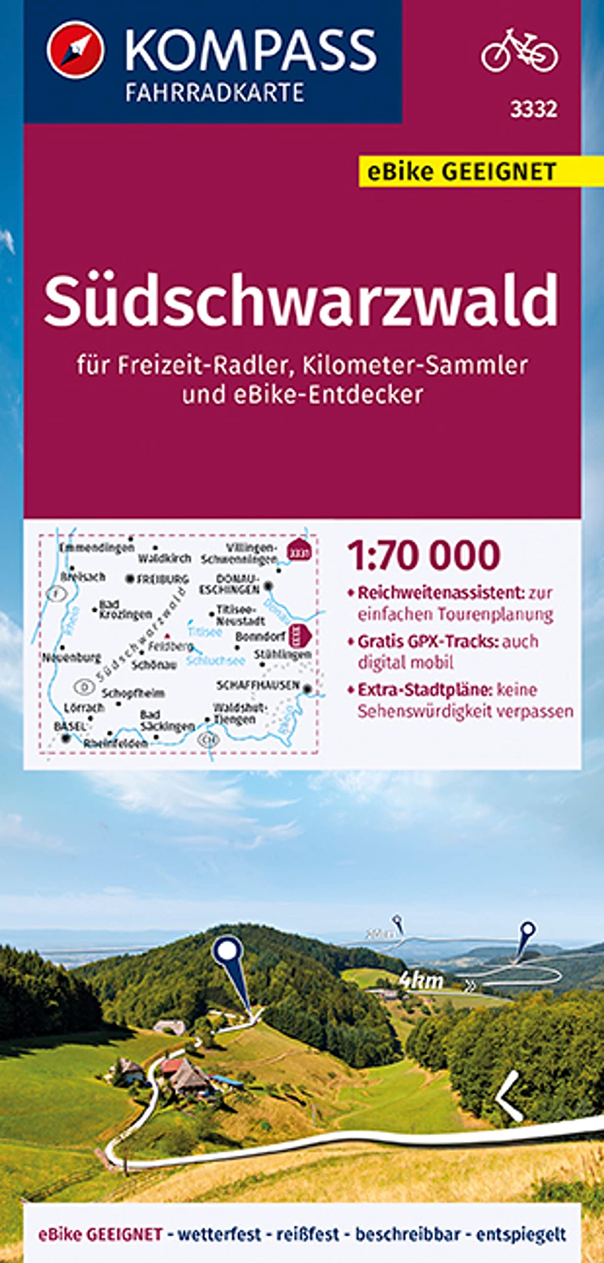 KOMPASS Fahrradkarte 3332 Südschwarzwald 1:70.000 book