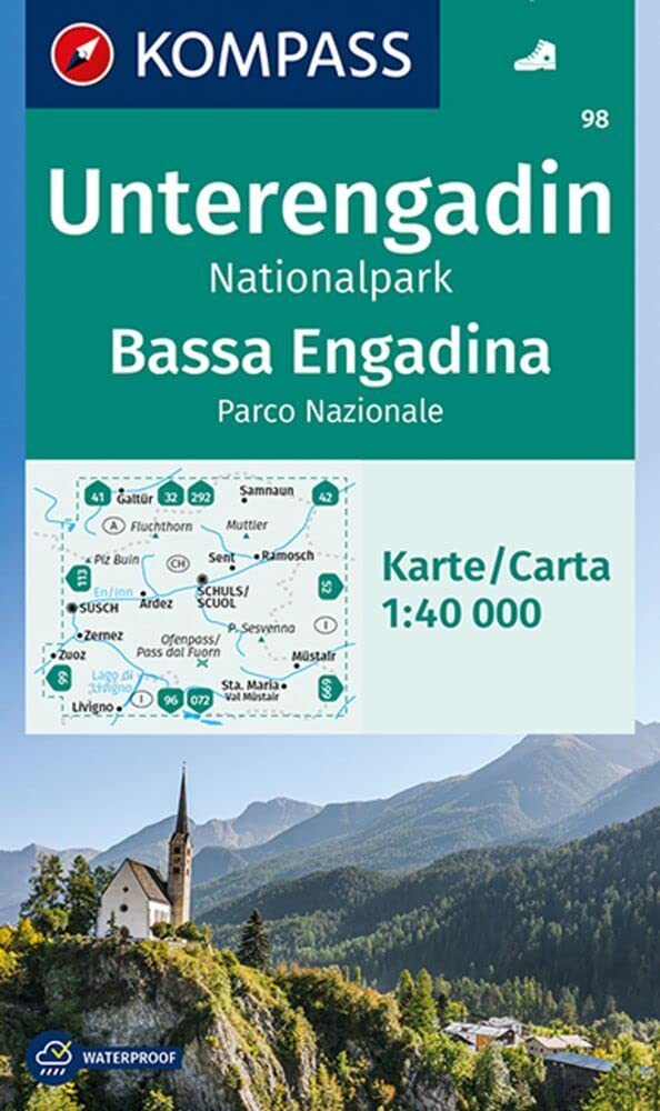 KOMPASS Wanderkarte 98 Unterengadin, Bassa Engadina, Nationalpark, Parco Nazionale 1:40.000: markierte Wanderwege, Hütten, Radrouten Leisure, Home & Garden