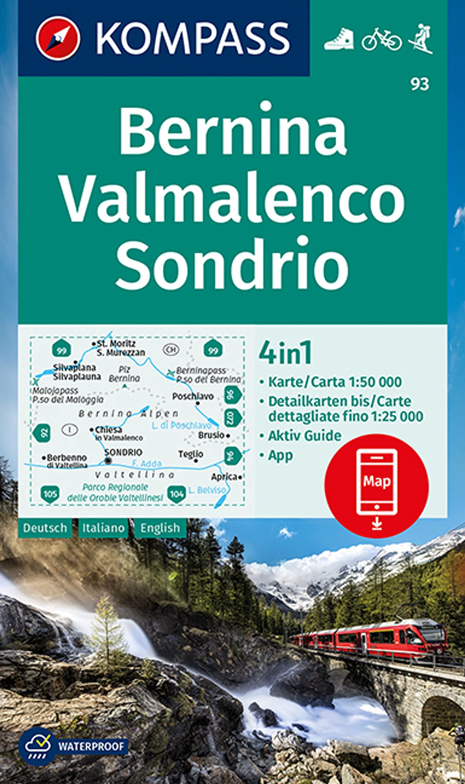 KOMPASS Wanderkarte 93 Bernina, Valmalenco, Sondrio Leisure, Home & Garden
