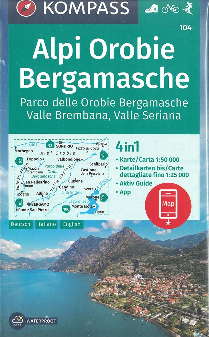KOMPASS Wanderkarte 104 Alpi Orobie Bergamasche Leisure, Home & Garden
