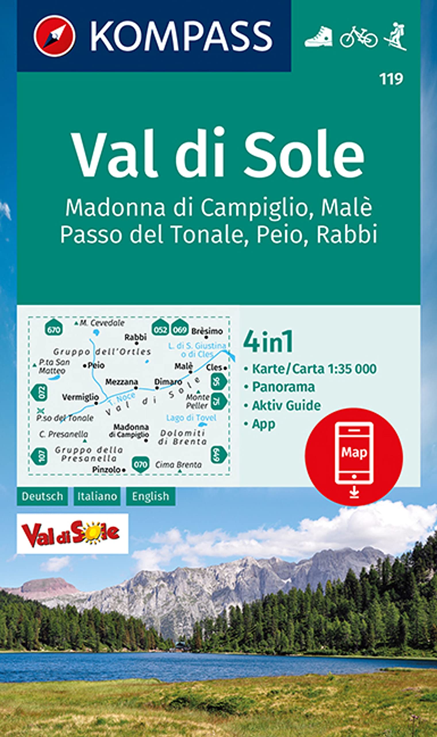KOMPASS Wanderkarte 119 Val di Sole, Madonna di Campiglio, Malè, Passo del Tonale, Peio, Rabbi Leisure, Home & Garden