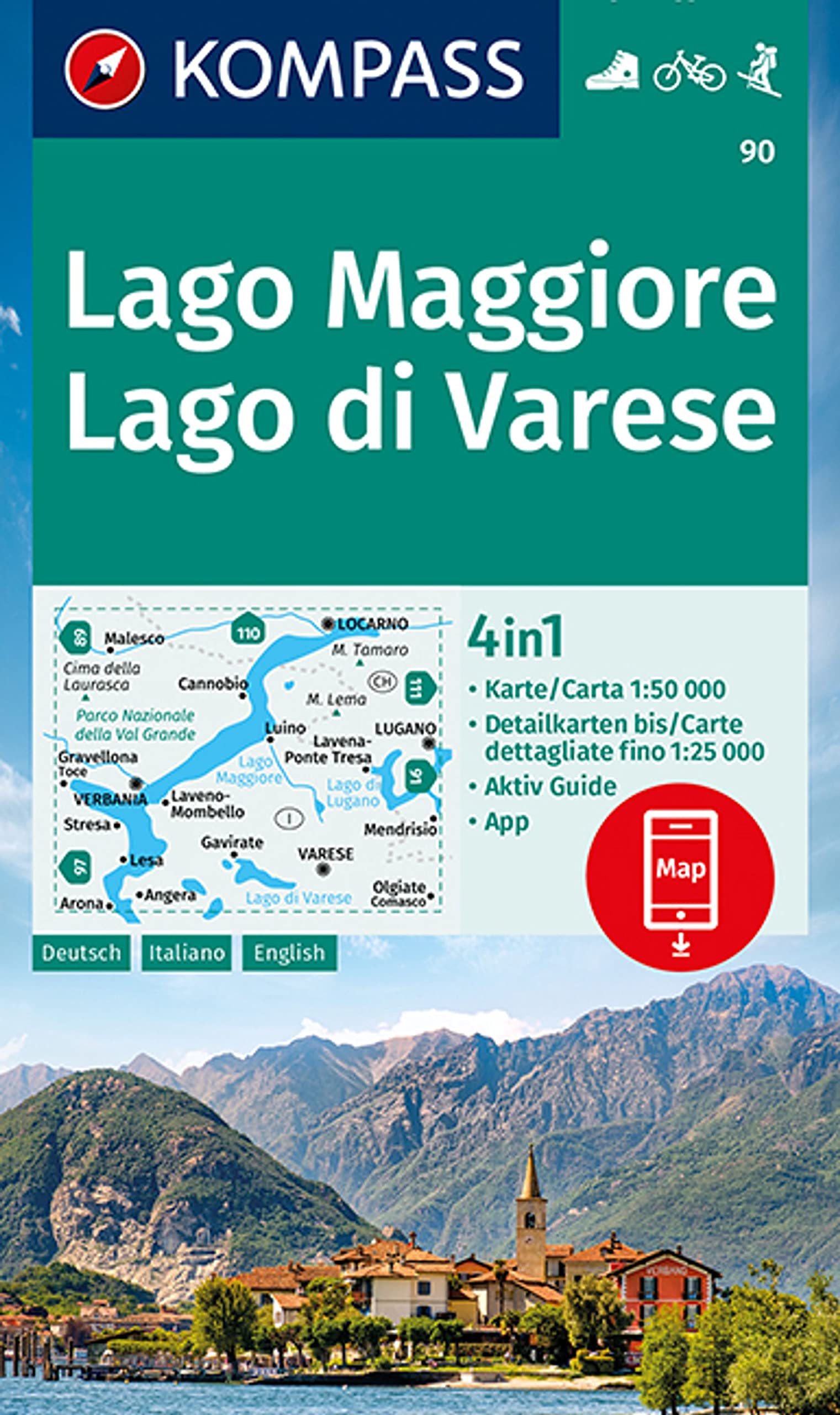 KOMPASS Wanderkarte 90 Lago Maggiore, Lago di Varese Leisure, Home & Garden