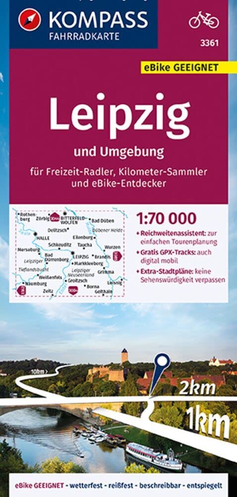 KOMPASS Fahrradkarte 3361 Leipzig und Umgebung 1:70.000 Leisure, Home & Garden