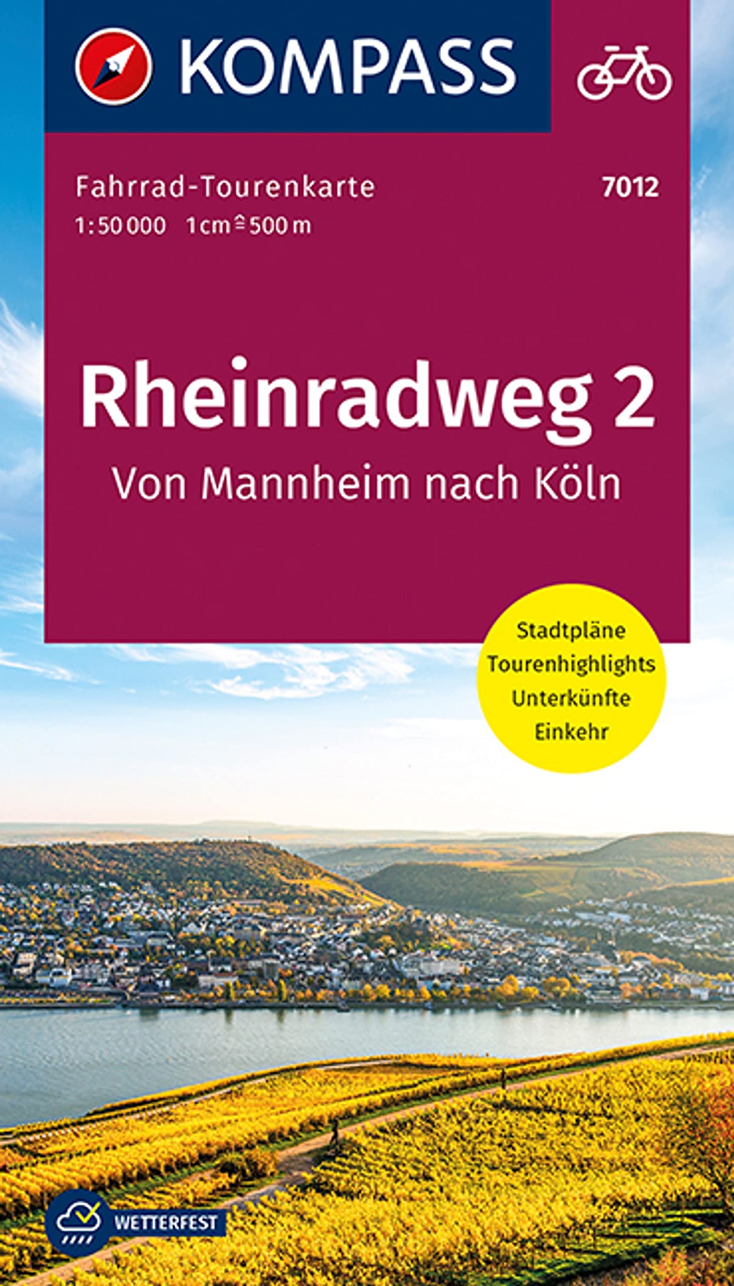 KOMPASS Fahrrad-Tourenkarte Rheinradweg 2, Von Mannheim nach Köln, 1:50000 Leisure, Home & Garden