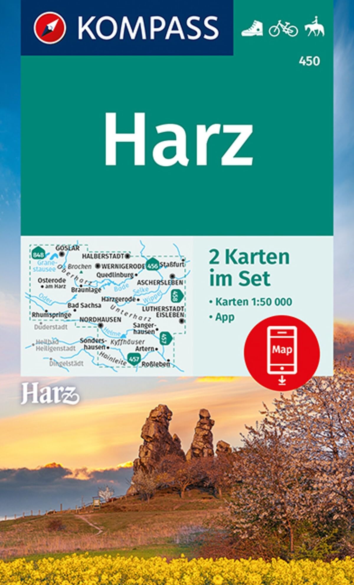 KOMPASS Wanderkarten-Set 450 Harz (2 Karten) 1:50.000 Leisure, Home & Garden