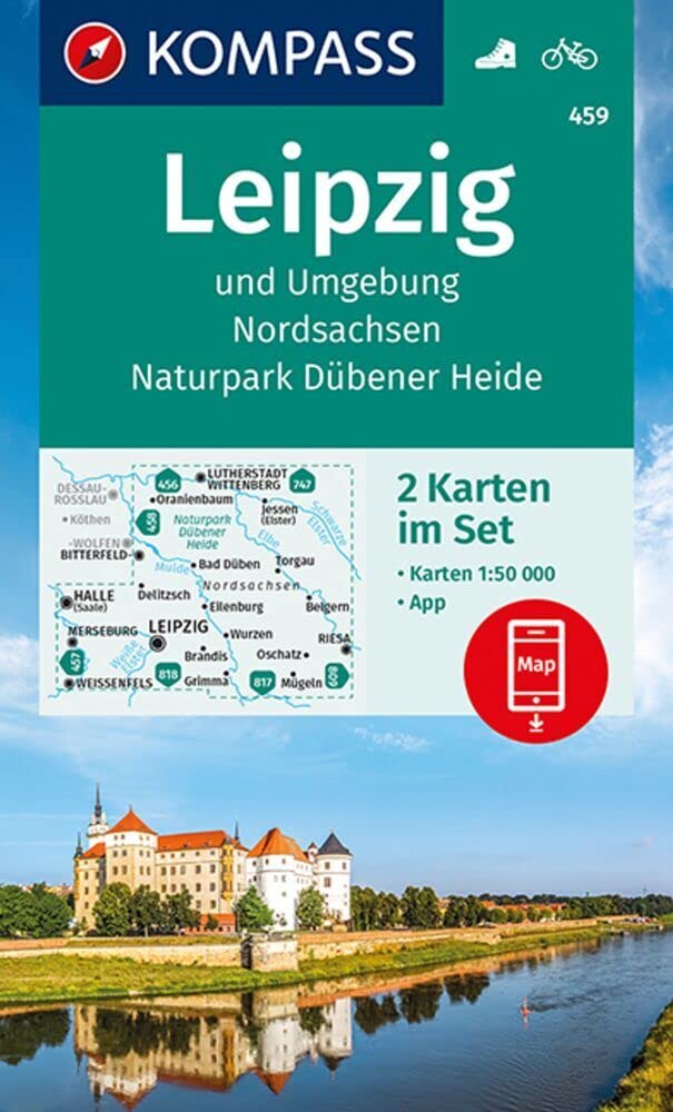 KOMPASS Wanderkarten-Set 459 Leipzig und Umgebung, Nordsachsen, Naturpark Dübener Heide (2 Karten) 1:50.000: inklusive Karte zur offline Verwendung in der KOMPASS-App. Fahrradfahren. Leisure, Home & Garden