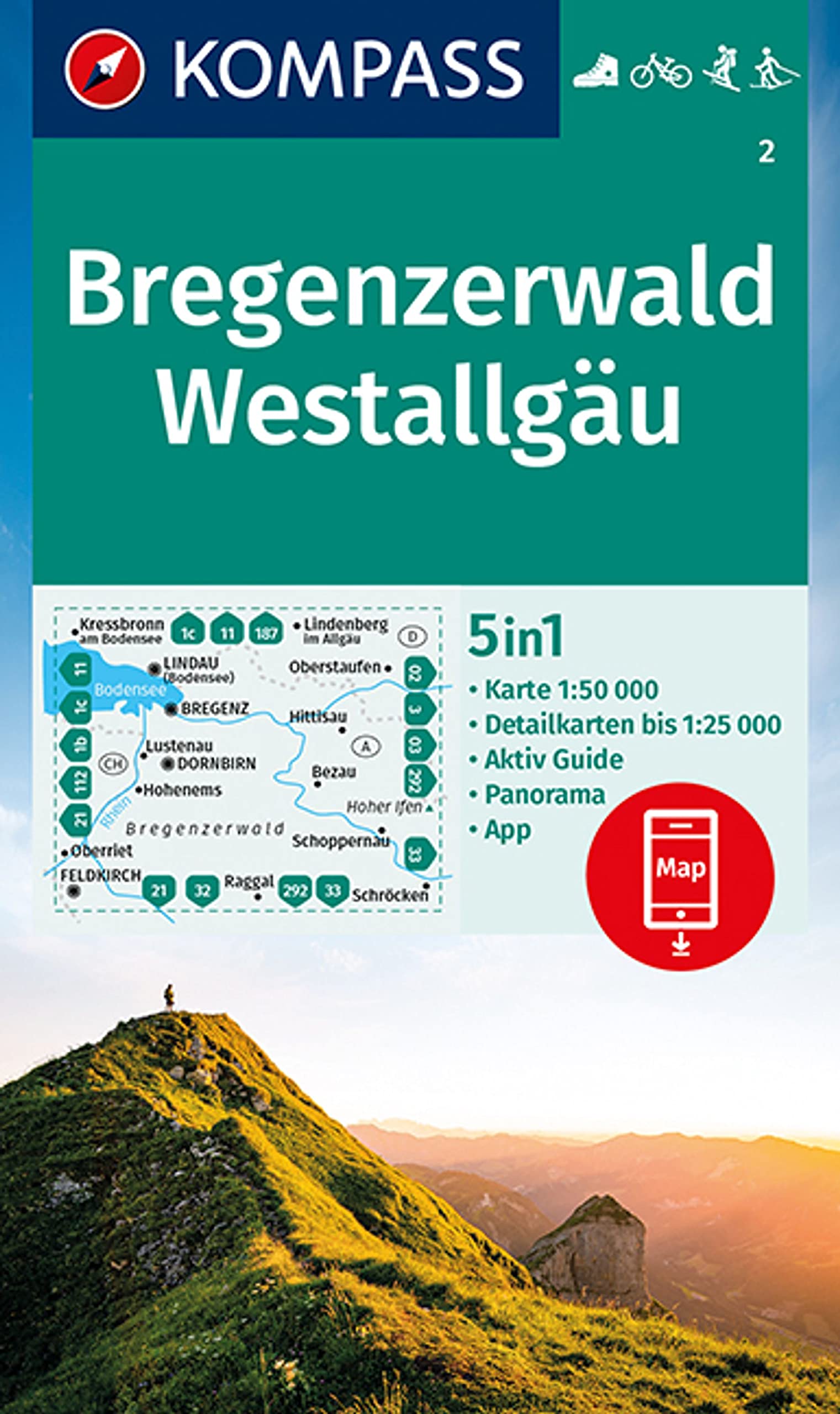 KOMPASS Wanderkarte 2 Bregenzerwald, Westallgäu 1:50.000 Leisure, Home & Garden