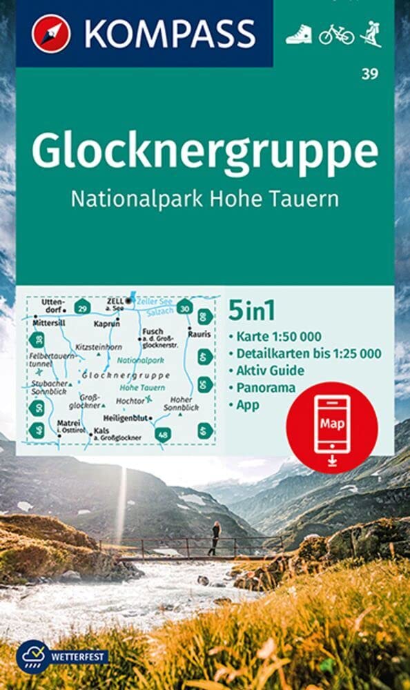 KOMPASS Wanderkarte 39 Glocknergruppe, Nationalpark Hohe Tauern 1:50.000 Maps & Plans