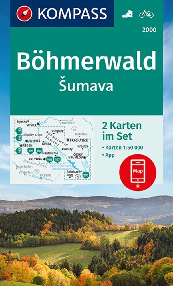 KOMPASS Wanderkarten-Set 2000 Böhmerwald, Sumava (2 Karten) 1:50.000 book