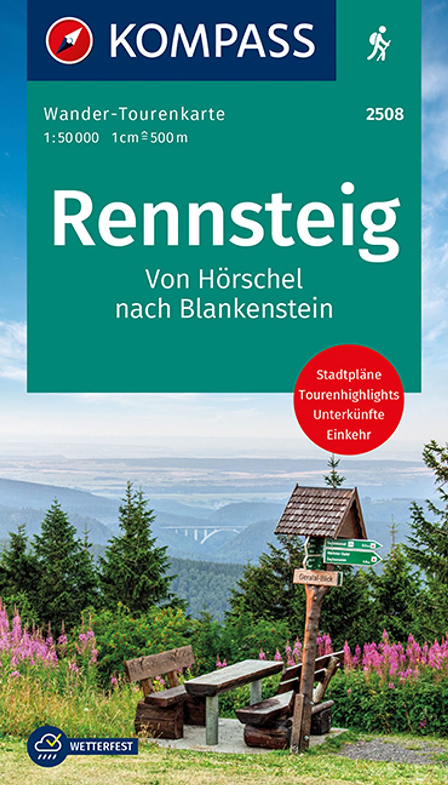 KOMPASS Wander-Tourenkarte Der Rennsteig 1:50.000: Leporello Karte, reiß- und wetterfest Leisure, Home & Garden