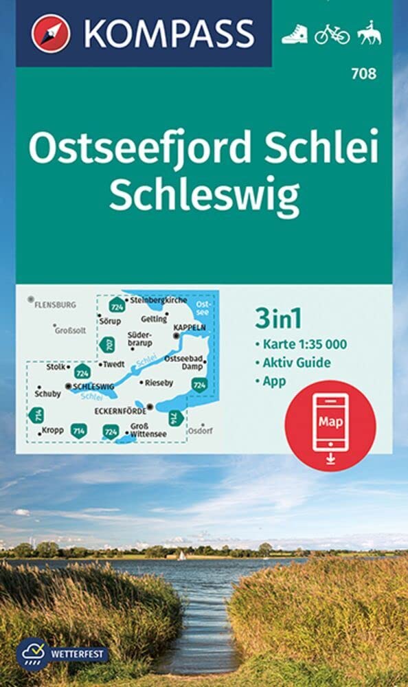 KOMPASS Wanderkarte 708 Ostseefjord Schlei, Schleswig 1:35.000: 3in1 Wanderkarte mit Aktiv Guide, inklusive Karte zur offline Verwendung in der KOMPASS-App. Fahrradfahren. Reiten. book