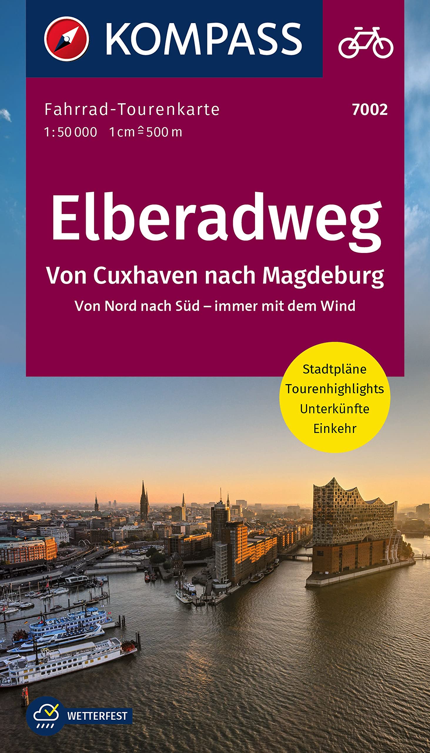 KOMPASS Fahrrad-Tourenkarte Elberadweg, Von Cuxhaven nach Magdeburg. Von Nord nach Süd - immer mit dem Wind 1:50.000 book