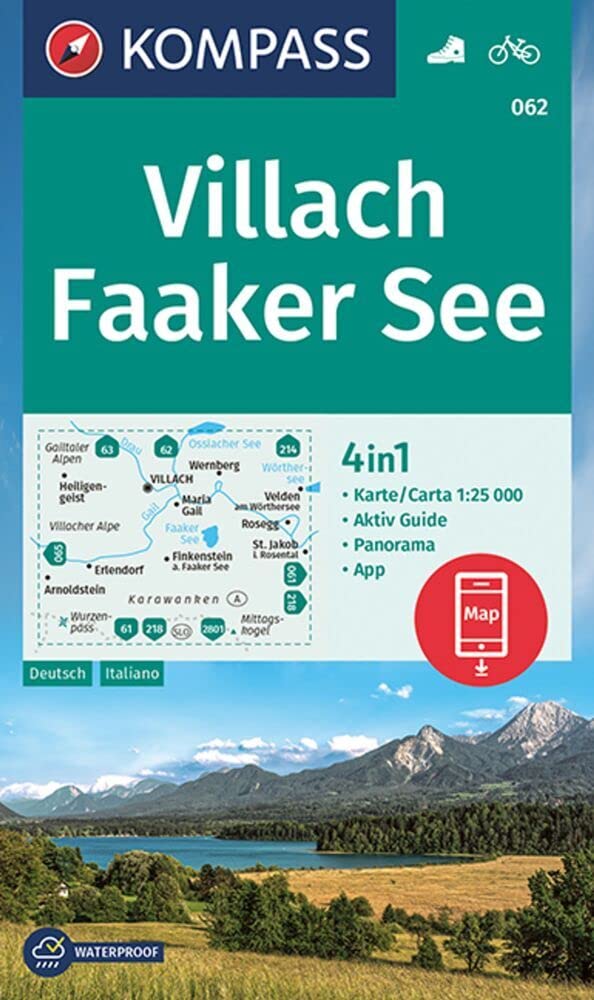 KOMPASS Wanderkarte 062 Villach, Faaker See 1:25.000: Wanderkarte mit Aktiv Guide dt./ital., Panorama und Radwegen. Leisure, Home & Garden