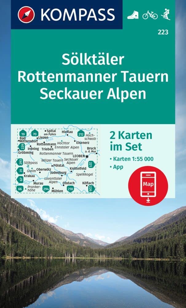 KOMPASS Wanderkarten-Set 223 Sölktäler, Rottenmanner Tauern, Seckauer Alpen (2 Karten) 1:55.000: inklusive Karte zur offline Verwendung in der KOMPASS-App. Fahrradfahren. Leisure, Home & Garden