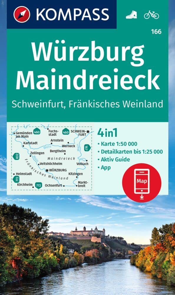 KOMPASS Wanderkarte 166 Würzburg, Maindreieck, Schweinfurt, Fränkisches Weinland 1:50.000 Leisure, Home & Garden