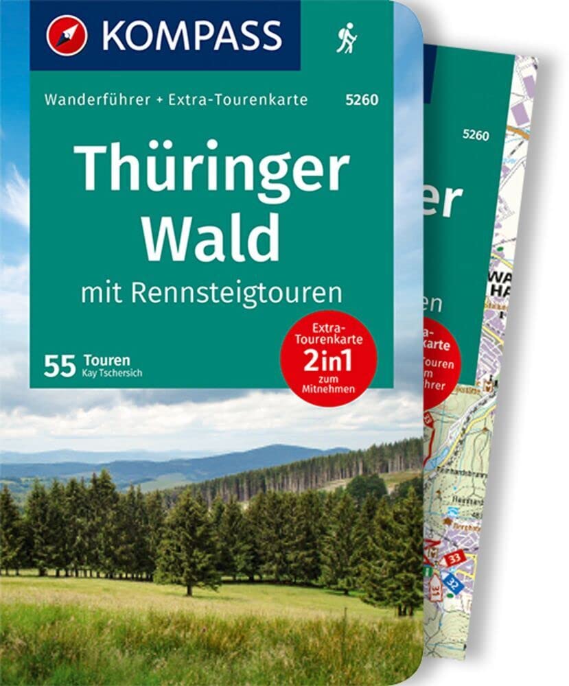 KOMPASS Wanderführer Thüringer Wald mit Rennsteigtouren, 55 Touren mit Extra-Tourenkarte: GPS-Daten zum Download Travel Guides