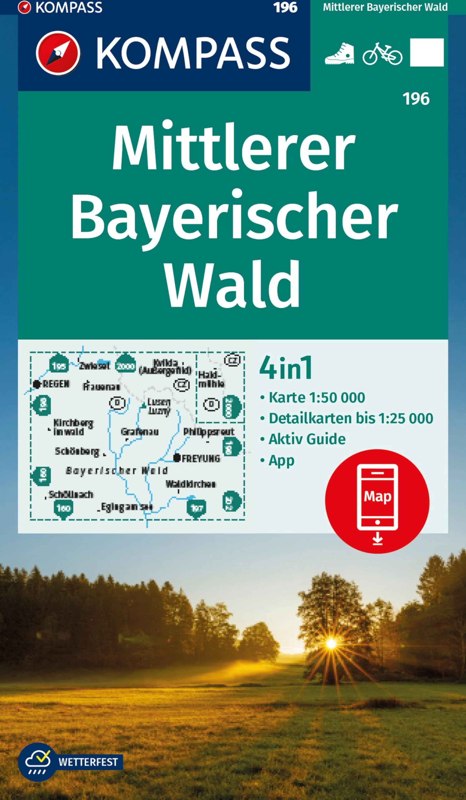 KOMPASS Wanderkarte 196 Mittlerer Bayerischer Wald 1:50.000 Leisure, Home & Garden