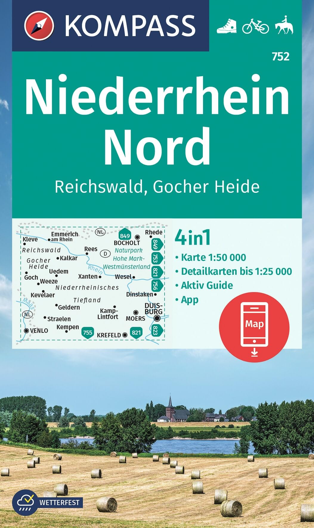 KOMPASS Wanderkarte 752 Niederrhein Nord, Reichswald 1:50.000 Leisure, Home & Garden
