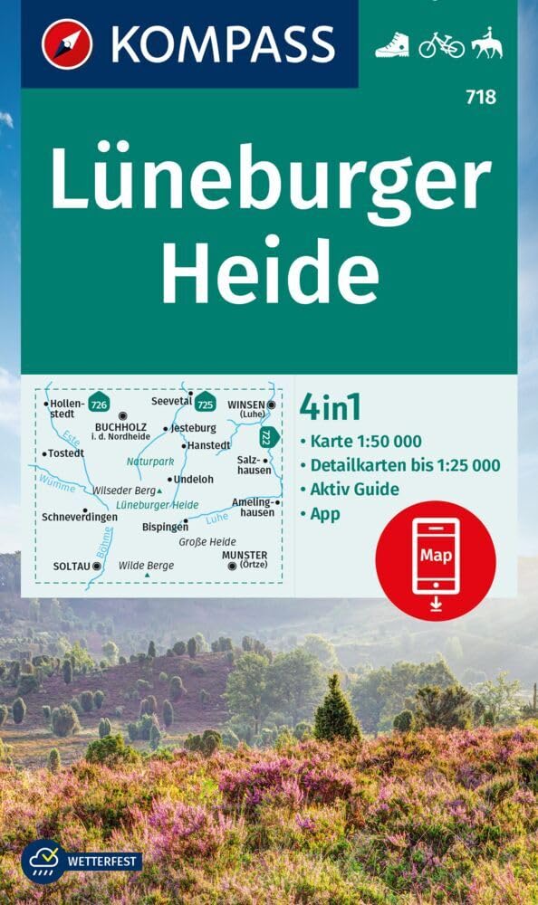 KOMPASS Wanderkarte 718 Lüneburger Heide 1:50.000 Reference Books
