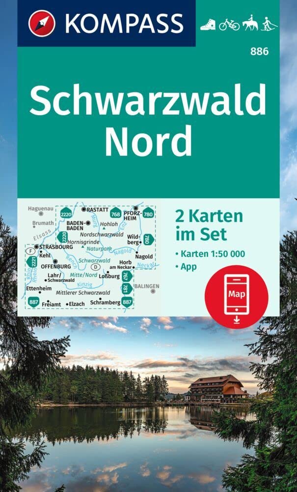 KOMPASS Wanderkarten-Set 886 Schwarzwald Nord (2 Karten) 1:50.000: inklusive Karte zur offline Verwendung in der KOMPASS-App. Fahrradfahren. Leisure, Home & Garden