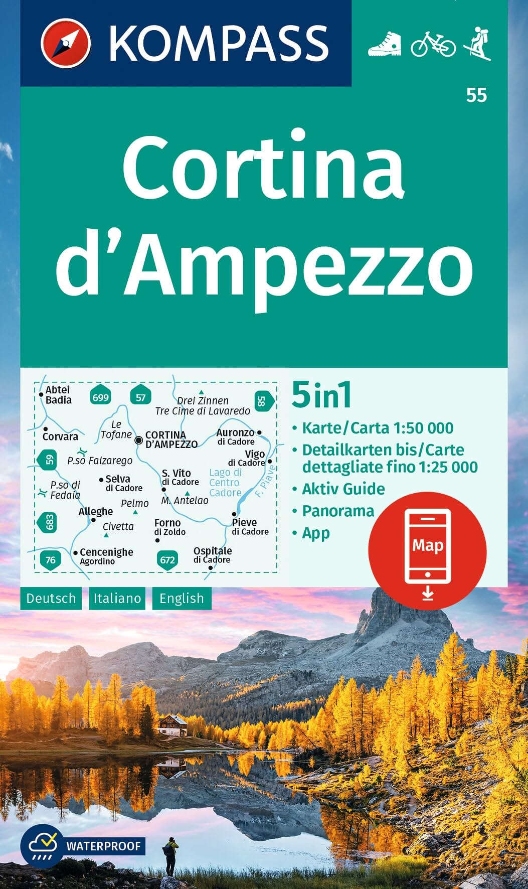 KOMPASS Wanderkarte 55 Cortina d'Ampezzo 1:50.000 Leisure, Home & Garden Books