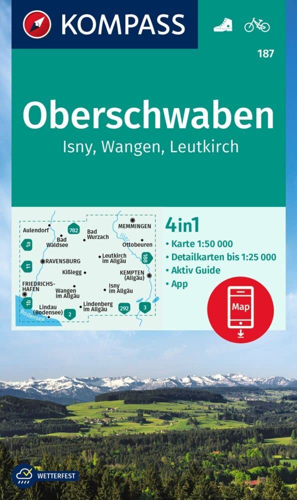 KOMPASS Wanderkarte 187 Oberschwaben, Isny, Wangen, Leutkirch 1:50.000 Leisure, Home & Garden