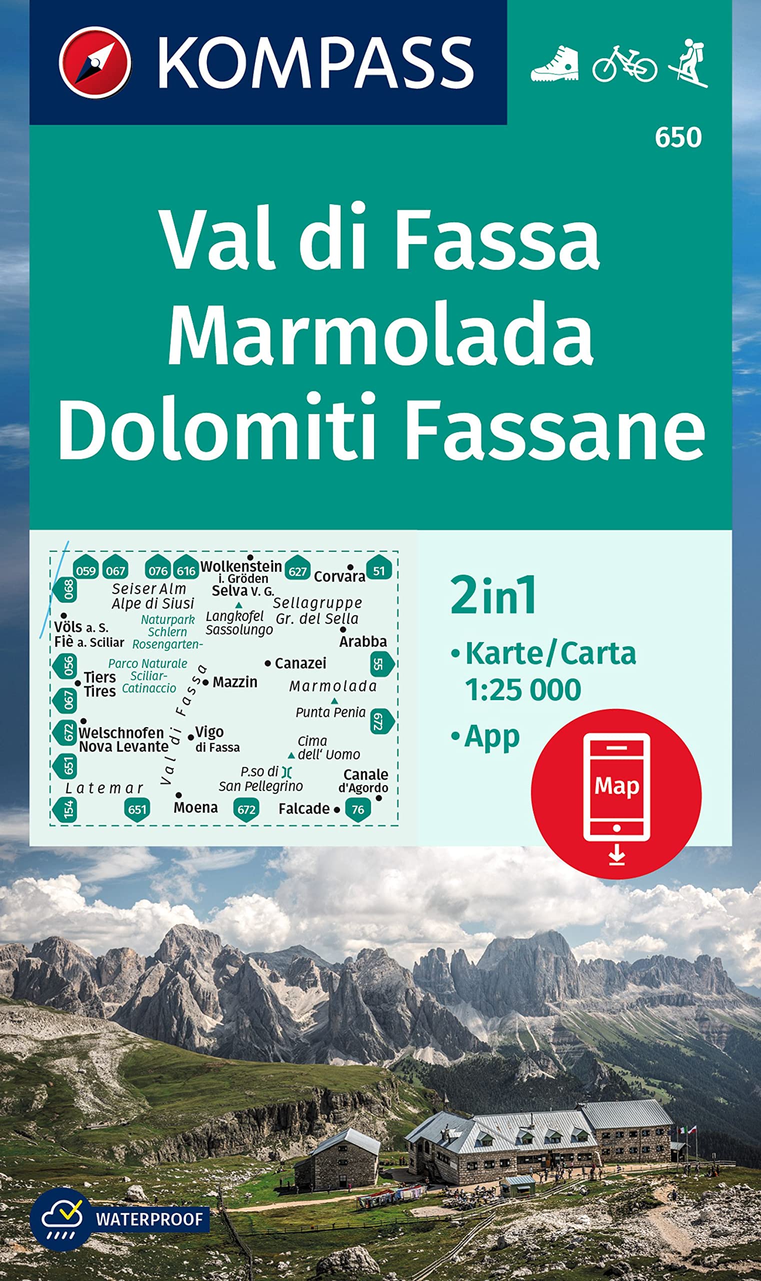 Val di Fassa, Marmolada, Dolomiti Fassane. Ediz. italiana e tedesca. Con carta escursionistica book