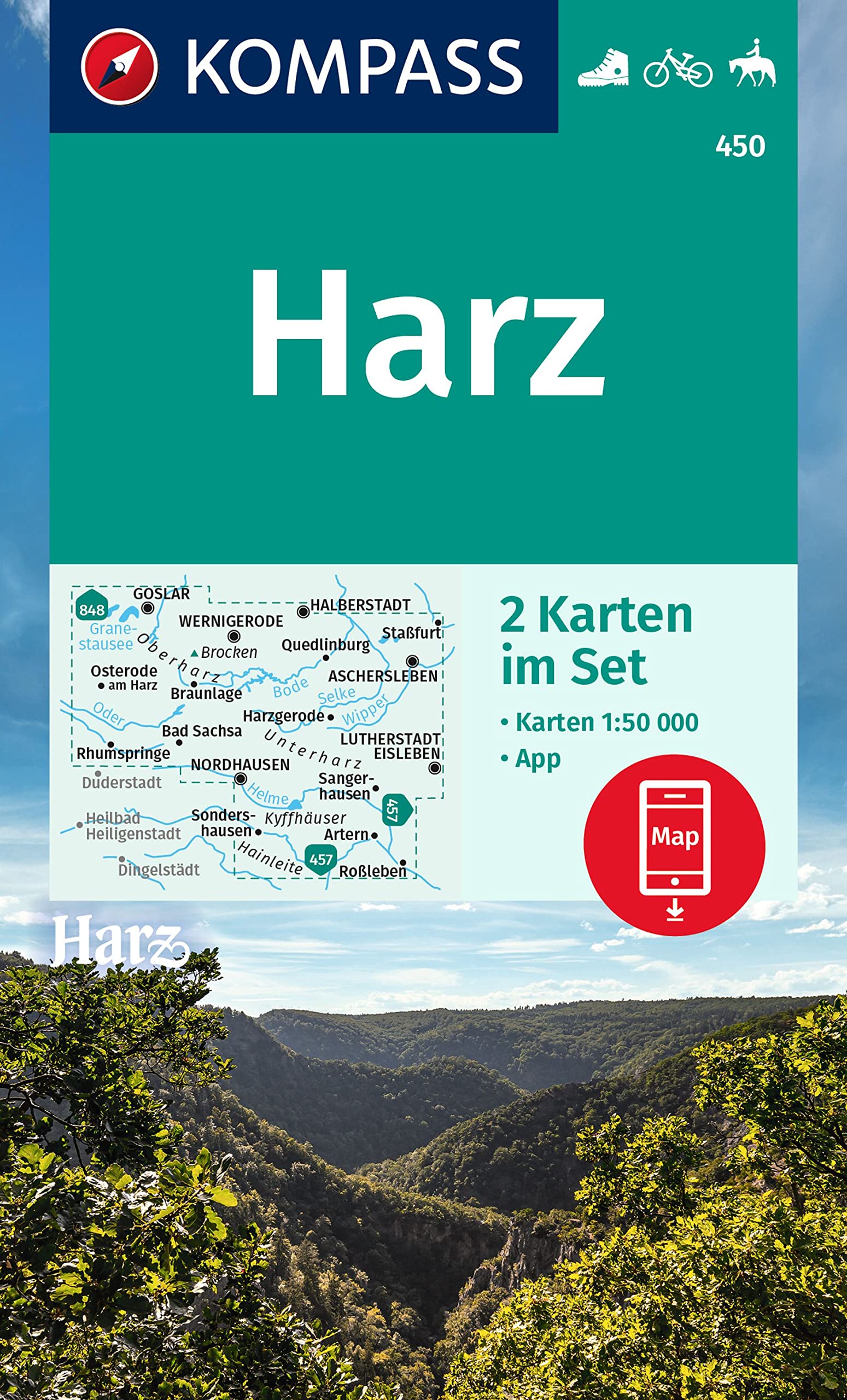 Product Image: KOMPASS Wanderkarten-Set 450 Harz (2 Karten) 1:50.000