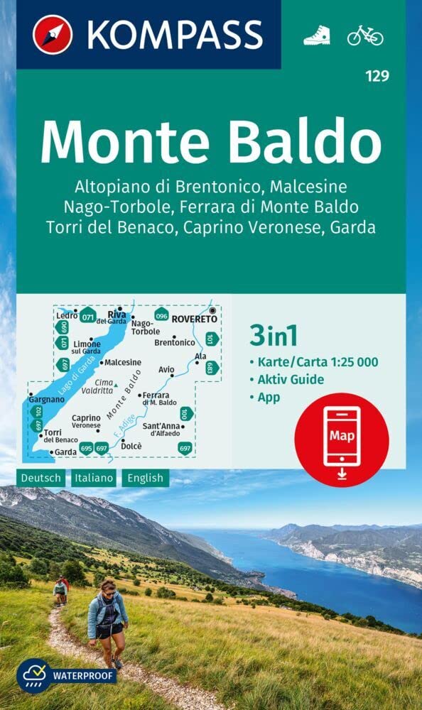 KOMPASS Wanderkarte 129 Monte Baldo, Malcesine, Nago-Torbole, Garda 1:25.000: 3in1 Wanderkarte mit Aktiv Guide inklusive Karte zur offline Verwendung in der KOMPASS-App. Fahrradfahren. Leisure, Home & Garden