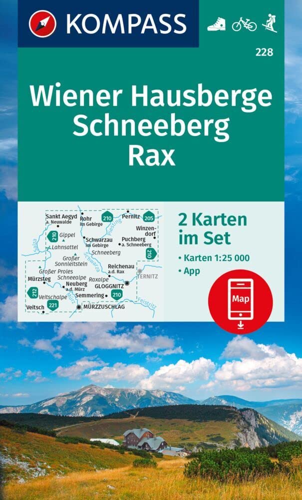 KOMPASS Wanderkarten-Set 228 Wiener Hausberge, Schneeberg, Rax (2 Karten) 1:25.000: inklusive Karte zur offline Verwendung in der KOMPASS-App. Fahrradfahren. Leisure, Home & Garden