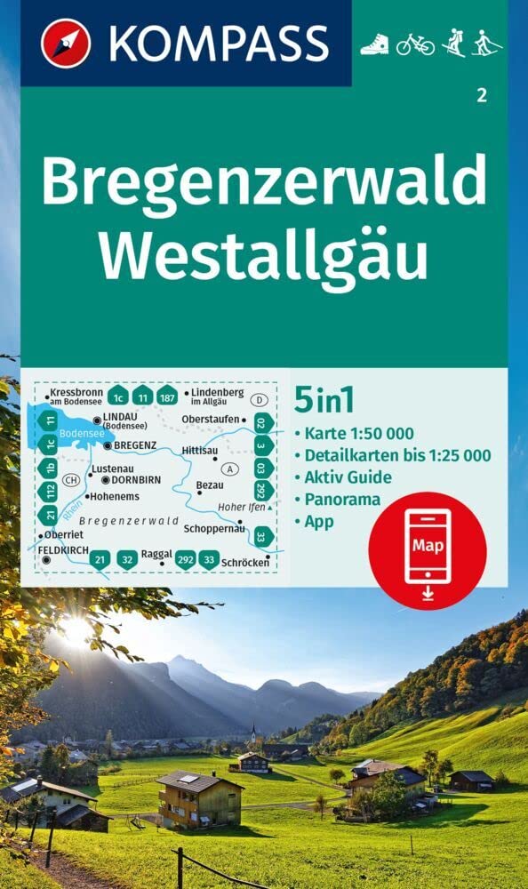 KOMPASS Wanderkarte 2 Bregenzerwald, Westallgäu 1:50.000 Leisure, Home & Garden