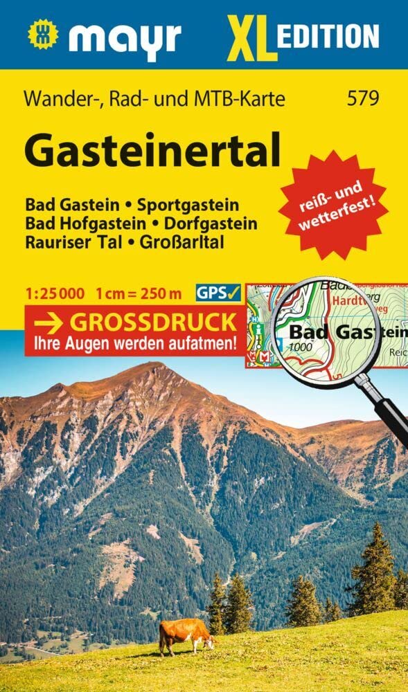 Mayr Wanderkarte Gasteinertal XL 1:25.000: Wander-, Rad- und Mountainbikekarte, extra grossdruck, reiß- und wetterfest book