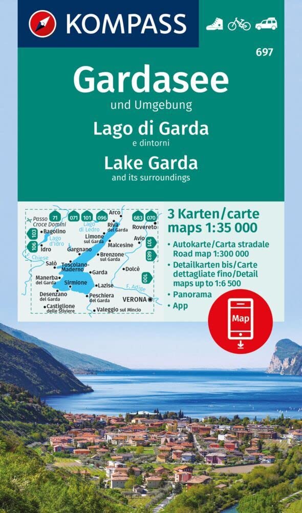 KOMPASS Wanderkarten-Set 697 Gardasee und Umgebung - Lake Garda and its surroundings - Lago di Garda e dintorni (3 Karten) 1:35.000 Leisure, Home & Garden
