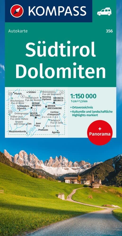 KOMPASS Autokarte Südtirol, Dolomiten 1:150.000 Leisure, Home & Garden