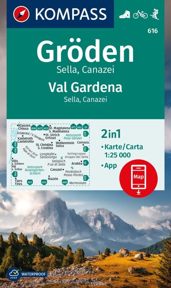 KOMPASS Wanderkarte 616 Gröden / Val Gardena, Sella, Canazei 1:25.000: markierte Wanderwege, Hütten, Radrouten Leisure, Home & Garden