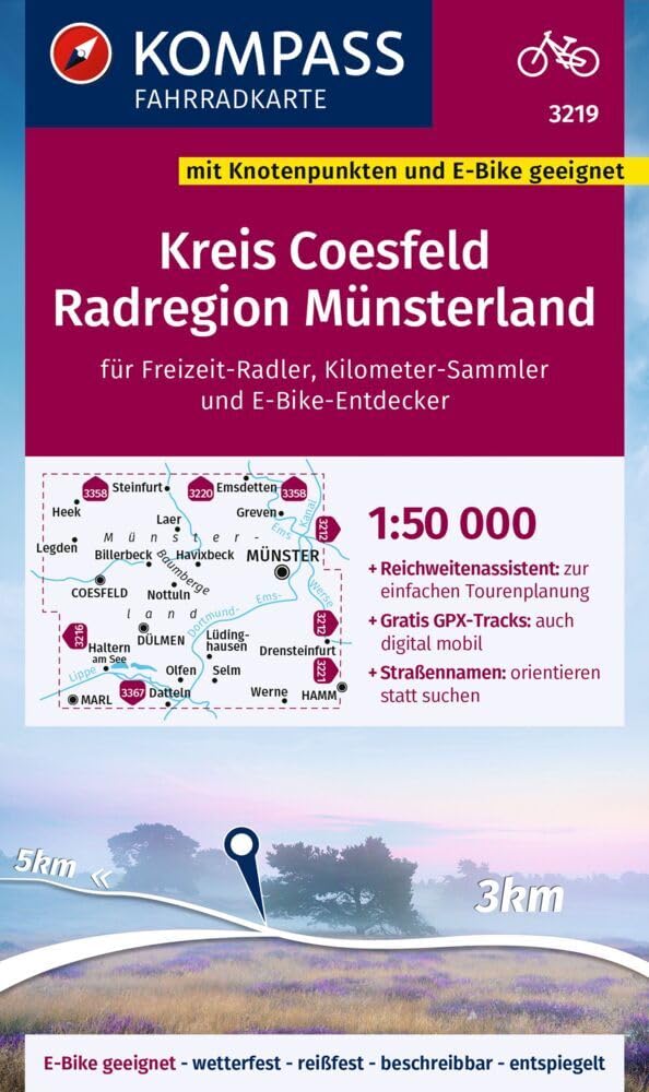 KOMPASS Fahrradkarte 3219 Kreis Coesfeld - Radregion Münsterland mit Knotenpunkten 1:50.000 Leisure, Home & Garden