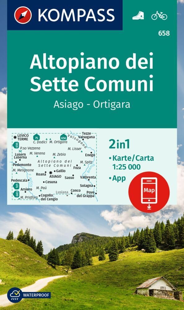 KOMPASS Wanderkarte 658 Altopiano dei Sette Comuni, Asiago - Ortigara 1:25.000: 2in1 Wanderkarte inklusive Karte zur offline Verwendung in der KOMPASS-App. Fahrradfahren. Reiten. Leisure, Home & Garden