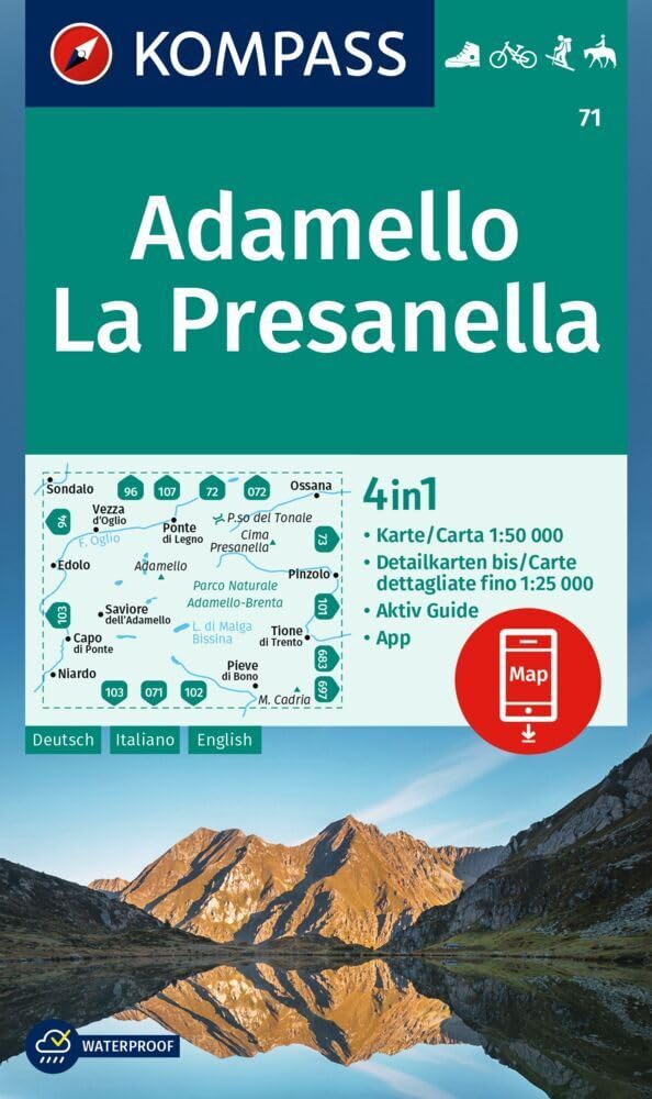 KOMPASS Wanderkarte 71 Adamello, La Presanella 1:50.000 Leisure, Home & Garden