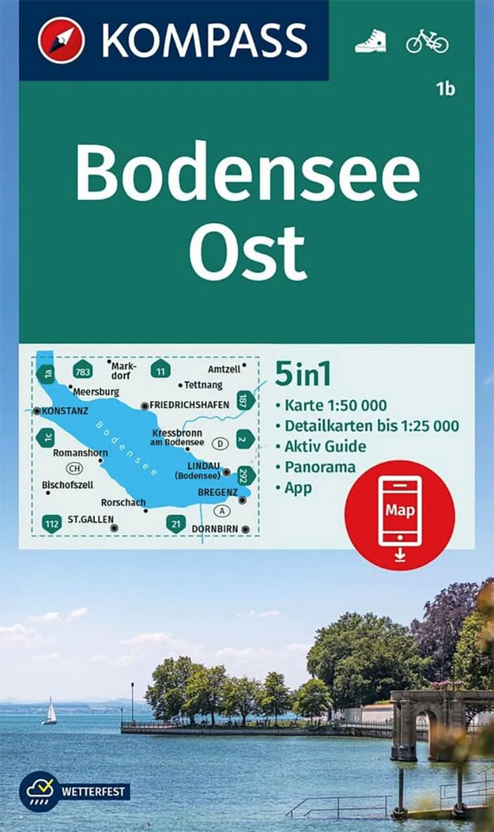 KOMPASS Wanderkarte 1b Bodensee Ost 1:50.000 Leisure, Home & Garden