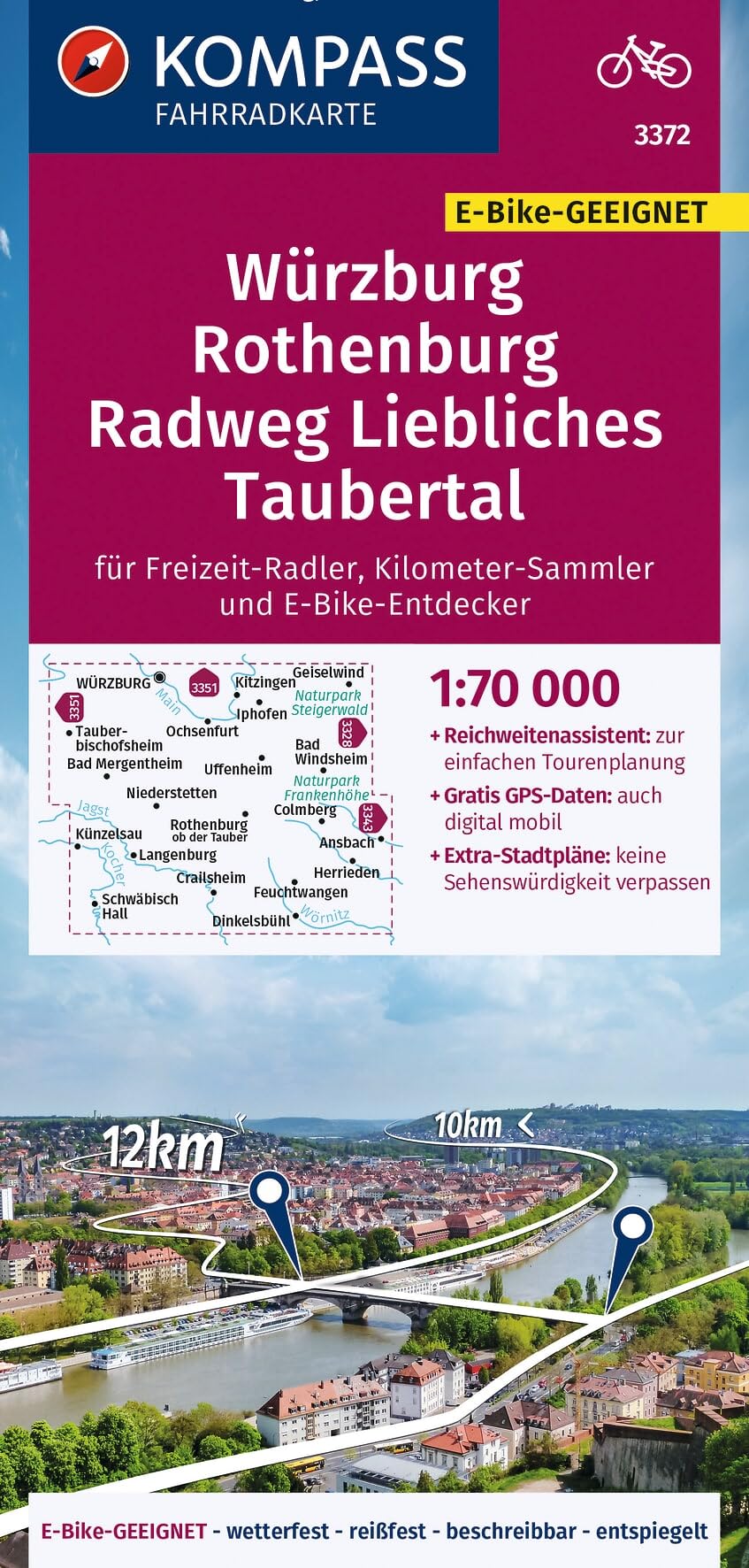 KOMPASS Fahrradkarte 3372 Würzburg, Rothenburg, Radweg Liebliches Taubertal 1:70.000 Leisure, Home & Garden