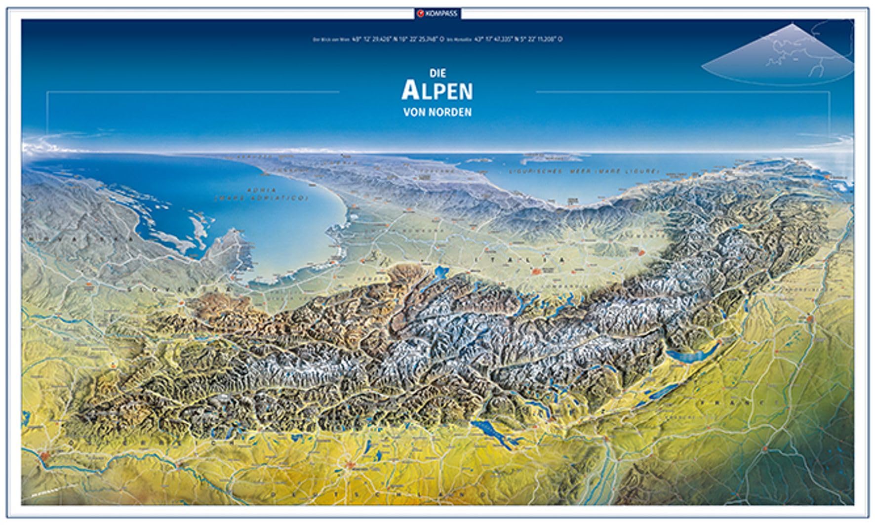 KOMPASS Panorama-Poster Die Alpen von Norden Leisure, Home & Garden