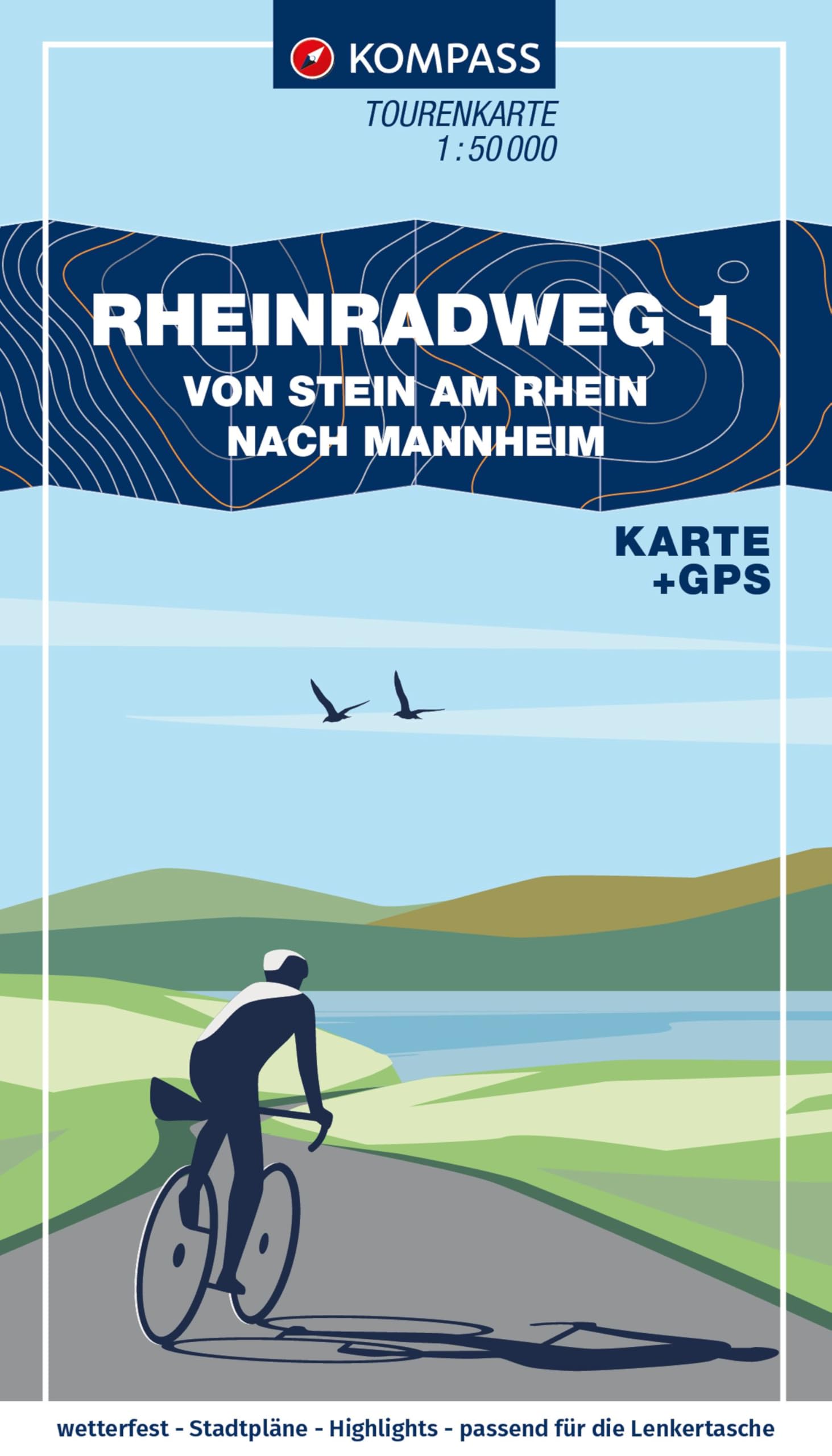 KOMPASS Fahrrad-Tourenkarte Rheinradweg 1 1:50.000 Leisure, Home & Garden
